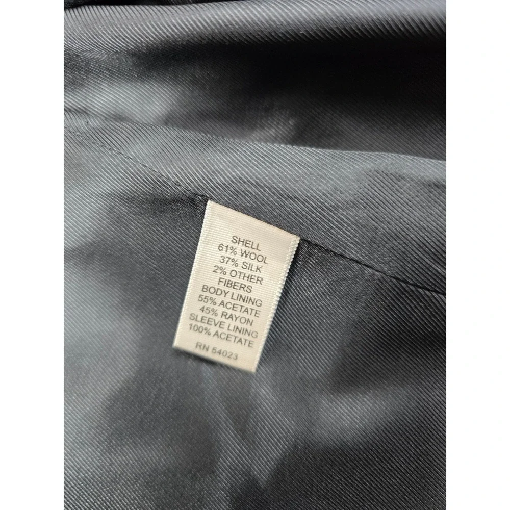 Banana Republic Wool Silk Blazer Mens 46L 46 Charcoal Gray Pinstripe Suit Jacket